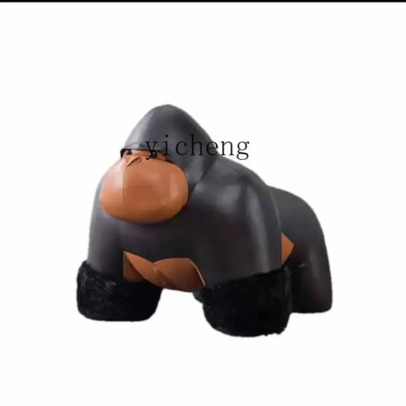 

ZK Creative Gorilla Home Living Room Shoes Changing Seat Cartoon Cute Animal Sofa Hair Soft Leather Shoes Changing Stool