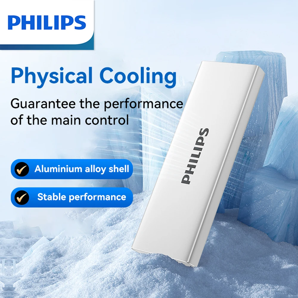 PHILIPS 61PS SSD 외장 하드 드라이브, 휴대용 SSD 최대 1050MB/s 고속 솔리드 스테이트 드라이브, 외장 드라이브 USB 3.2 Gen2