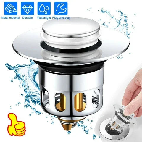 

Bath Stopper Sink Strainer Hair Catcher Filter Drain Pop Up Core Basin Wash Plug Waterproof Shower Sink Stopper