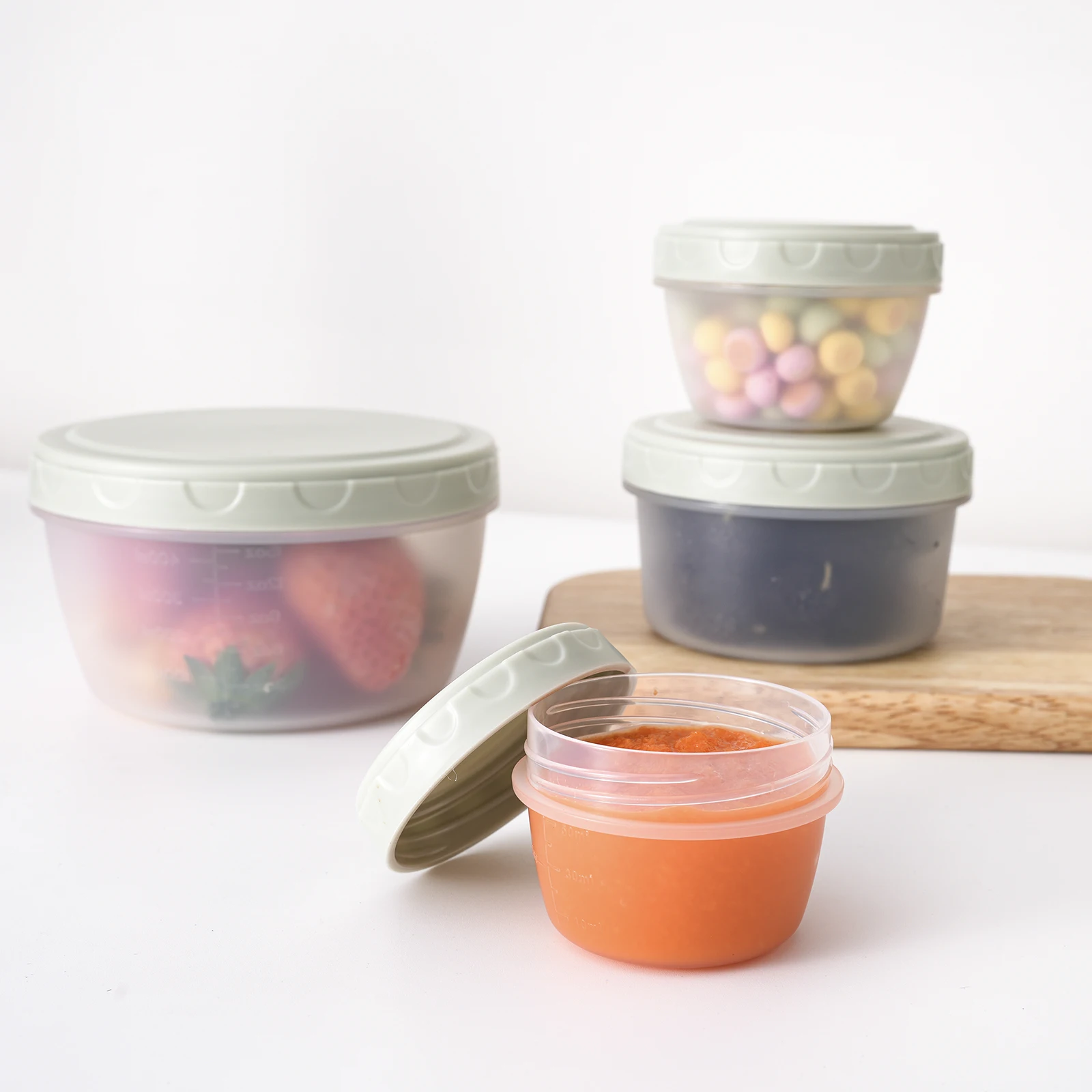4pcs Baby Food Freezer Storage Containers, Reusable Plastic Food Storage Containers With Lids, Deli & Soup Containers 4