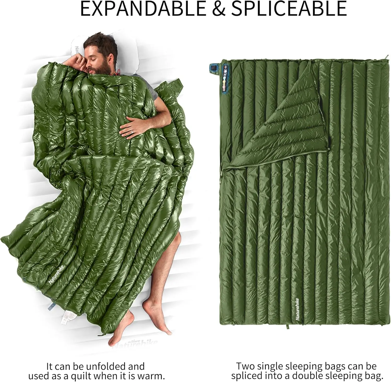 1.26lbs Ultralight Sleeping Bag, 650/750 Fill Power Down Sleeping Bag, Cold Weather Compact Lightweight Envelope