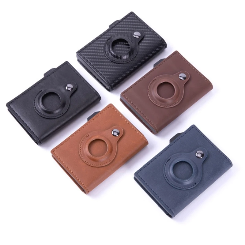 

Fashion Automatic Credit Card Holder RFID Blocking for Men for AirTag Slot Wallet Slide Wallet PU Cards Holder