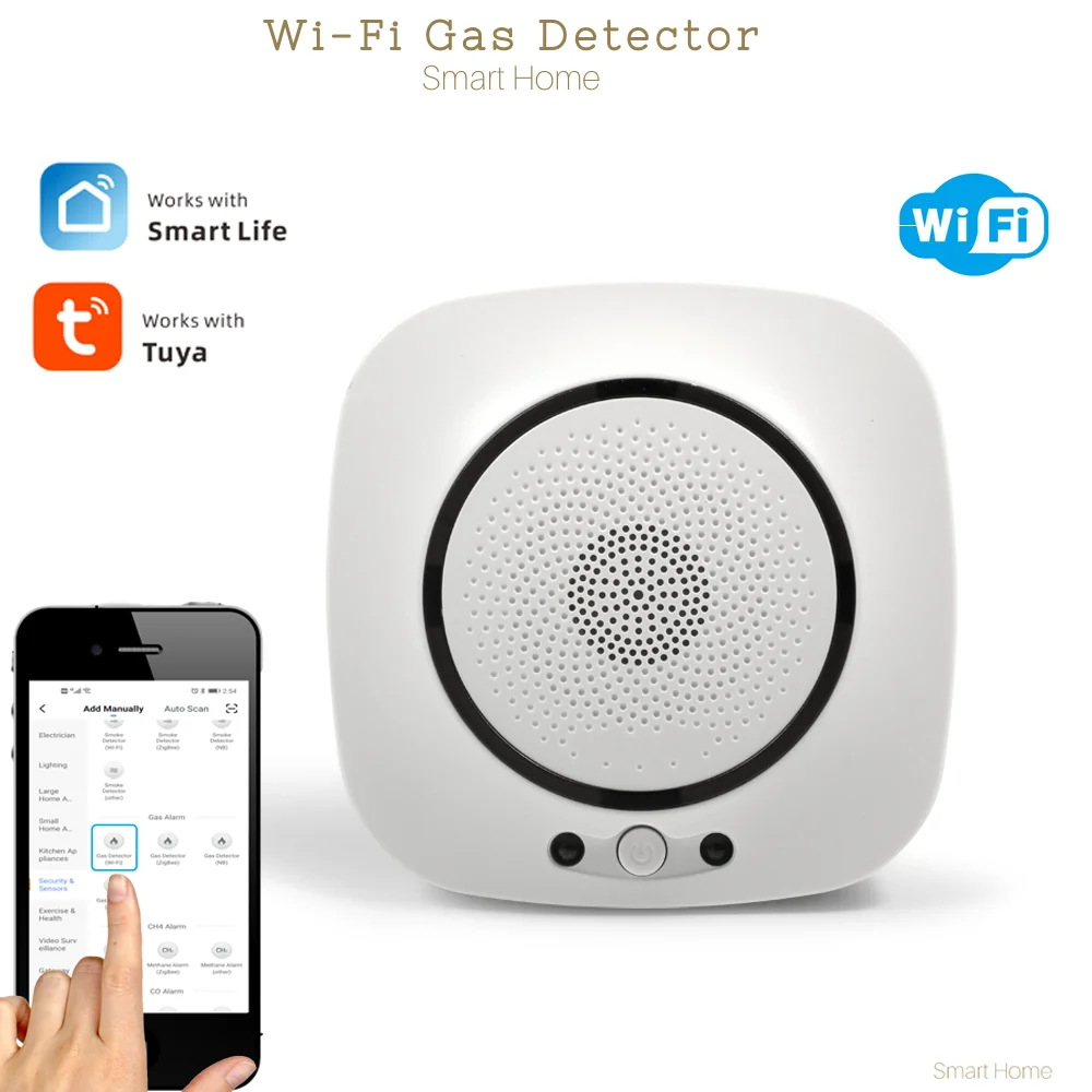 Security Home Smart Life Tuya Kitchen LPG Leakage Detector WiFi Natural Gas Leaking Sensor Combustible DN15 Solenoid Valve Alarm smart zigbee gas leakage detector combustible sensor tuya smart home security alarm system smart life tuya app compatible remote