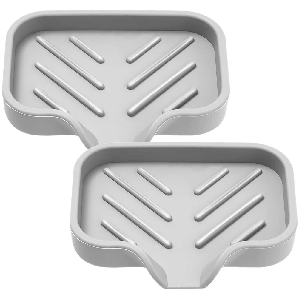 

2 Pcs Silicone Soap Dish for Shower Sink Dishes Bathroom Silica Gel Holder Small Travel