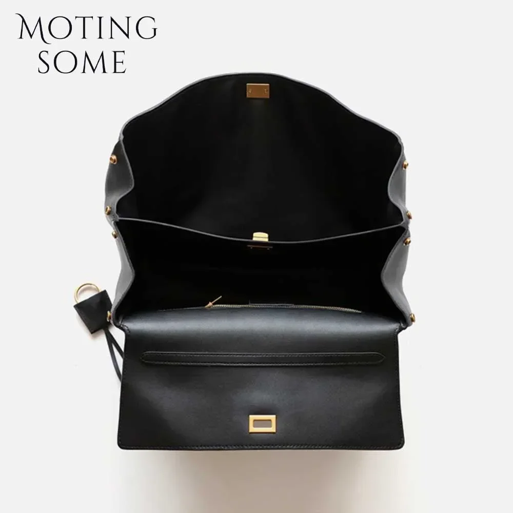 Motingsome 2024 Rodeo Buckle Woman Luxury Designer Bags Cow Leather Handbag Fashion Lady Pouch Retro Underarm Purses Tote New 3
