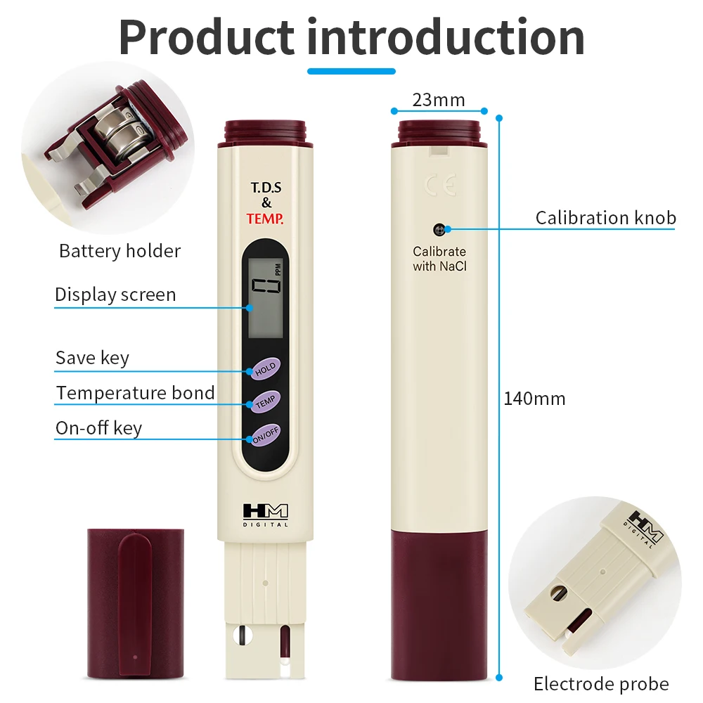 TDS µ 跮  ׽, TDS ׽Ʈ , ļ    LCD ÷ 0-9990ppm 0-80 