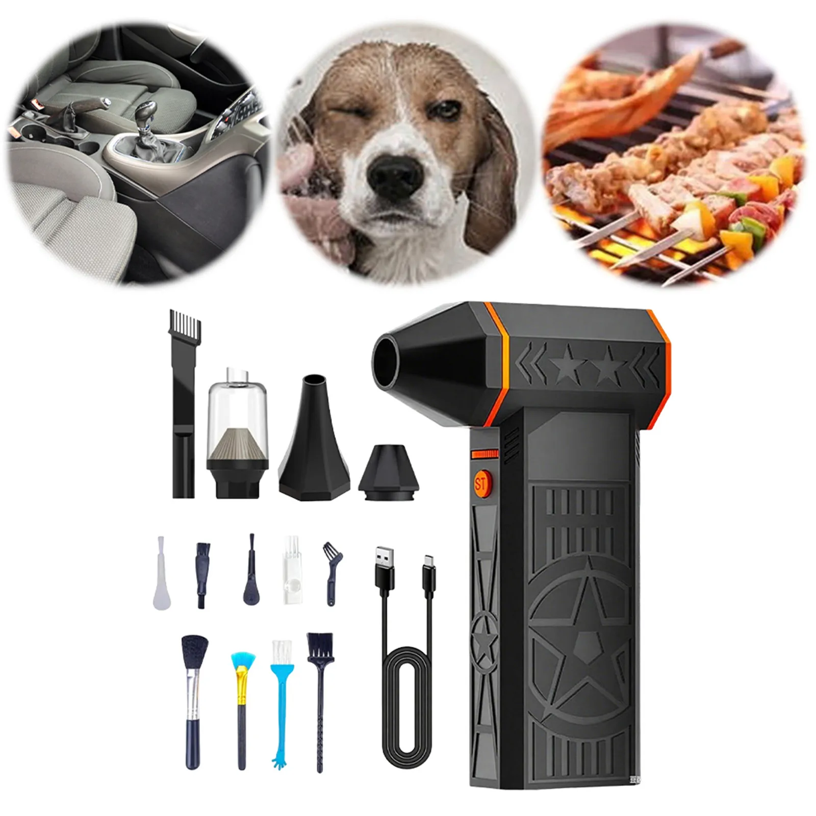 휴대용 먼지 제거기 충전식 전기 송풍기 고출력 터빈 블로워 자동차 앞 유리 제상용