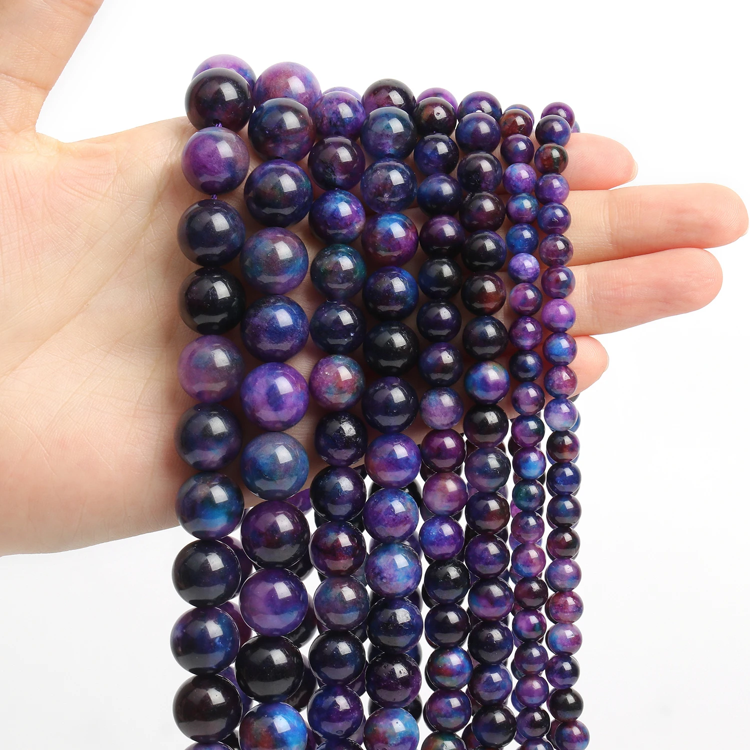 

Natural Dark Sugilite Stone Beads Round Loose Spacer Beads Fasion Lucky Jewelry Making DIY Bracelet Necklace Accessories 6-12mm