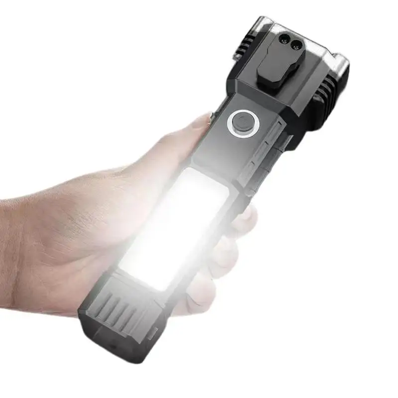 

Safety Hammer Flashlight Car Window Breaker And Seatbelt Cutter Escape Tool With LED High Lumens Rechargeable Solar Powered