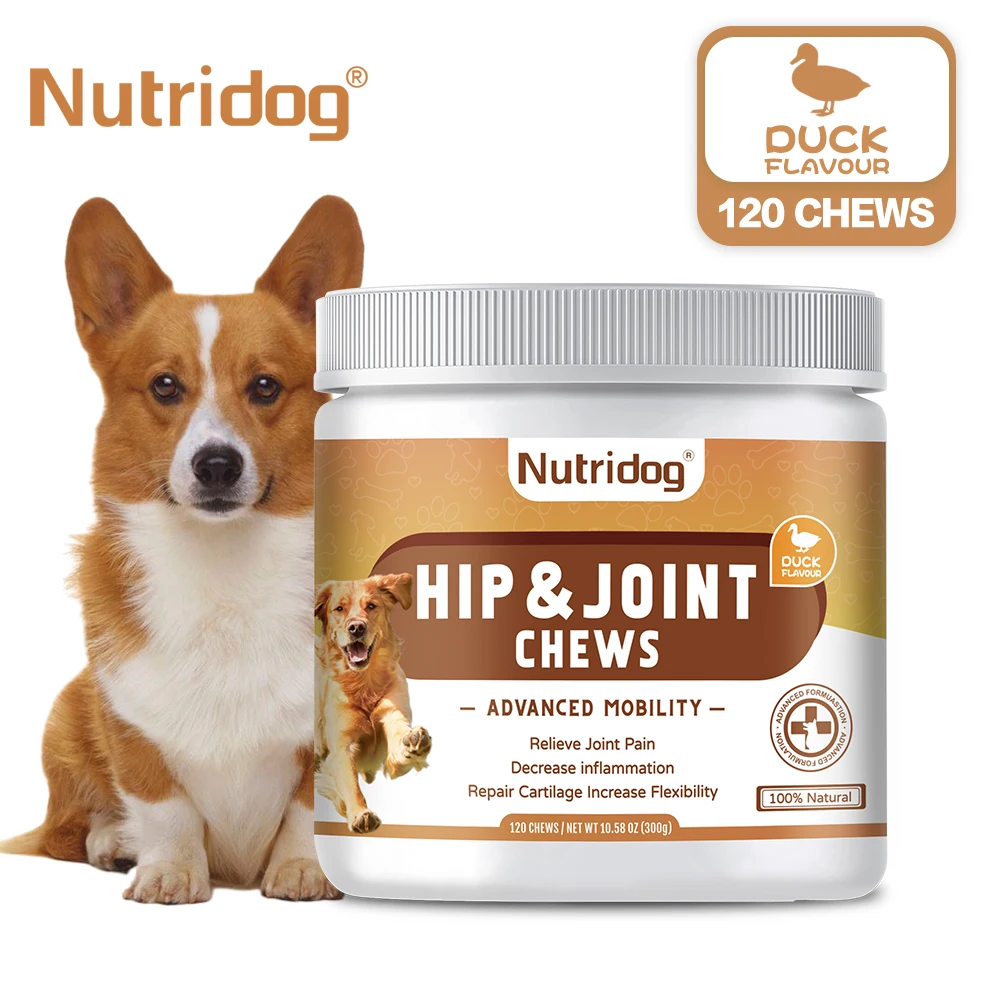 Hip and Joint Supplement Dogs Glucosamine Chondroitin MSM Duck Flavor Joint Care Chews Duck pet nutrition supplement