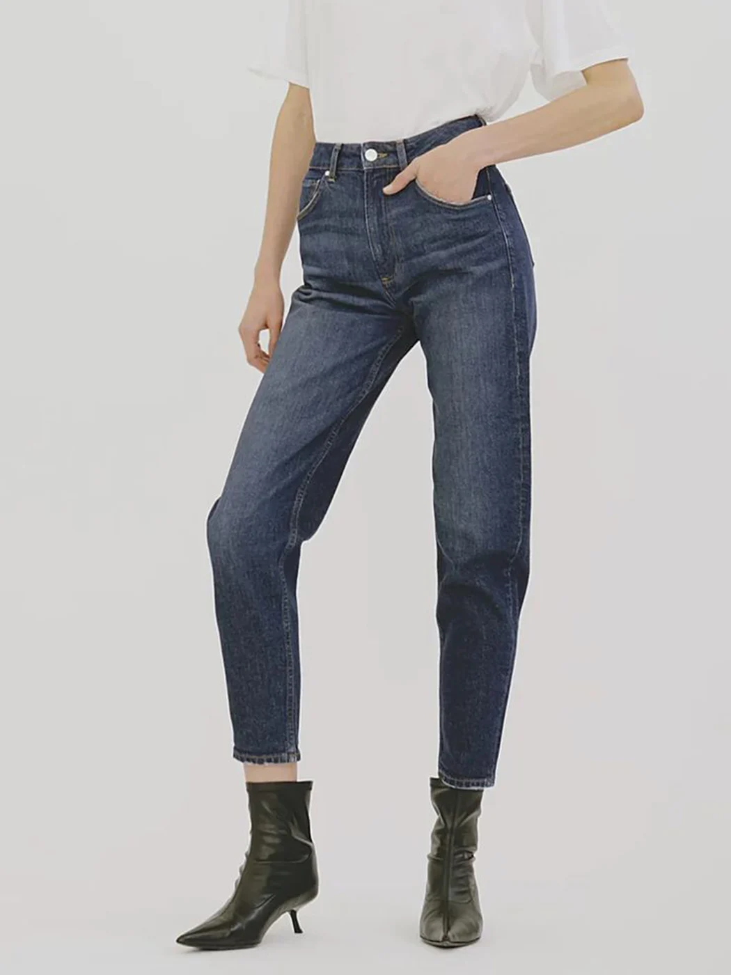 

Женские эластичные джинсы средней длины, хлопковые винтажные джинсовые брюки с высокой талией, повседневные длинные брюки, уличная одежда, осень-зима 2024