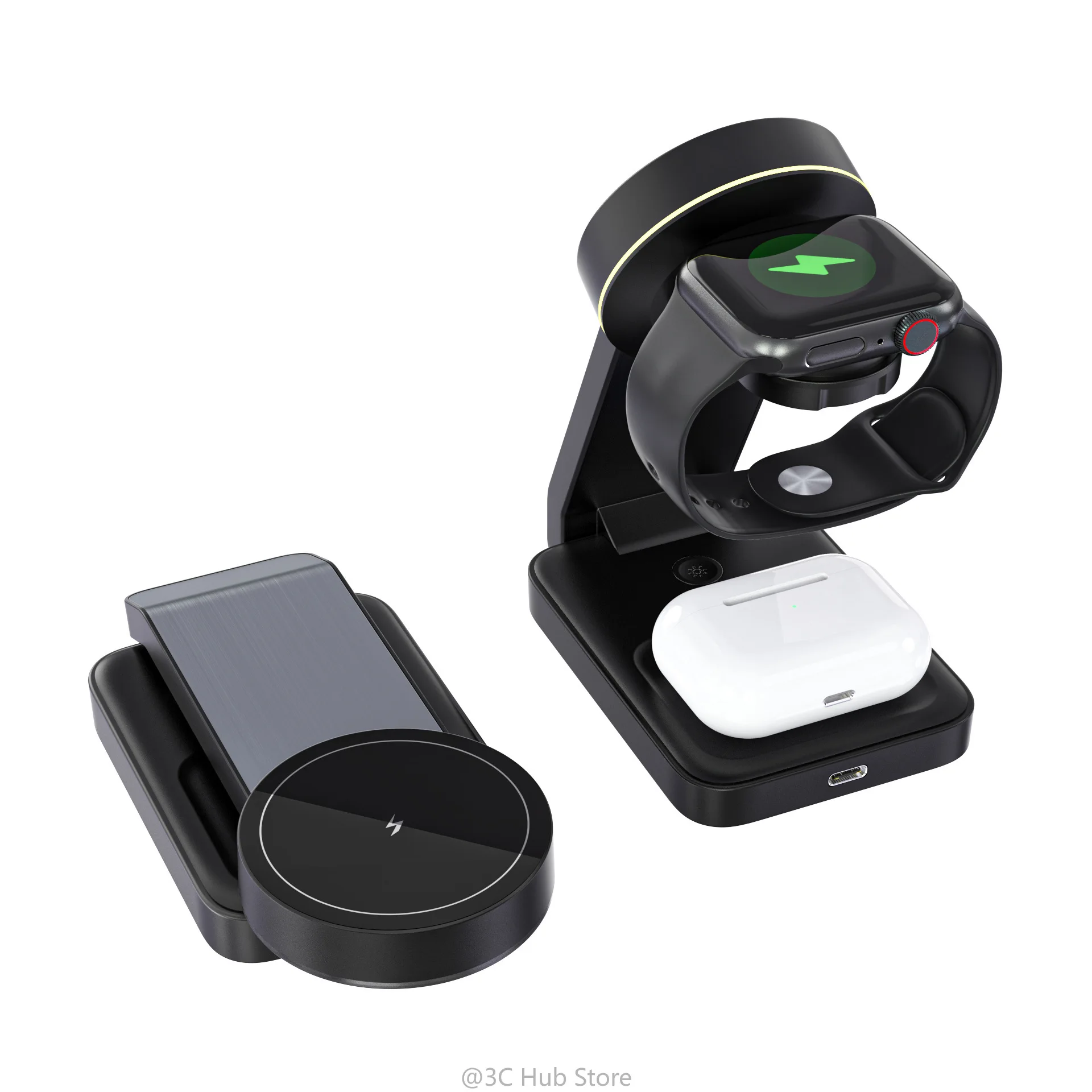 Supporto Per Caricabatterie Wireless Portatile 3 In 1 Dock Pieghevole Magsafe Per Apple Iphone15/14/13 Pro Max Iwatch Airpods Pro2 Cuffie