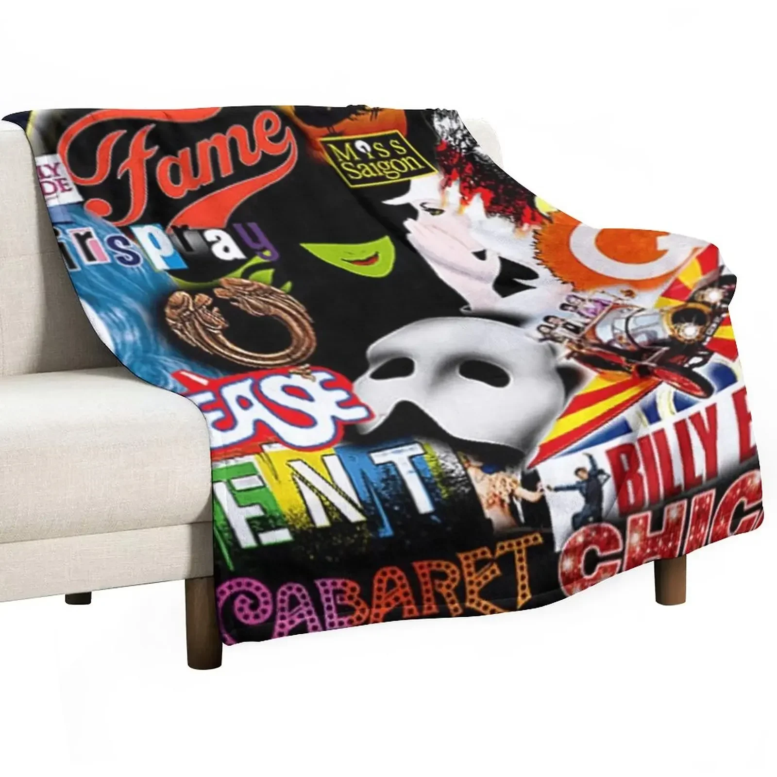 

Broadway Musical Collage Throw Blanket Thins Polar Large Blankets Sofas Of Decoration Blankets