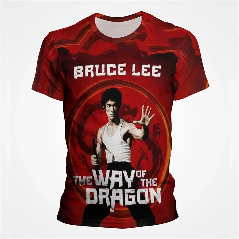 

Summer New Men T Shirt Bruce Lee 3D Print Oversized Short Sleeve Loose Children Clothes Fashion Kung Fu Star Pattern Streetwear