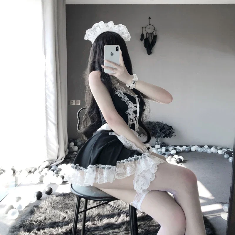Hot Lolita Maid Uniform Babydoll Dress Lingerie Porn Erotic Role Play Women Sexy Lingerie Maid Cosplay Costumes Maids Underwear women lingerie women lingerie set women cosplay costume