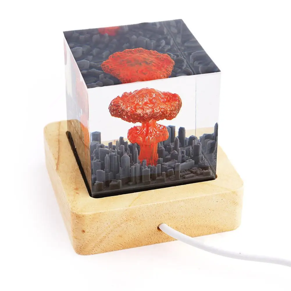 USB Night Light Original Atomic Bomb Model Atmosphere Lamp Nuclear Explosion Bomb Mushroom Cloud Lamp Flameless Lamp Decoration