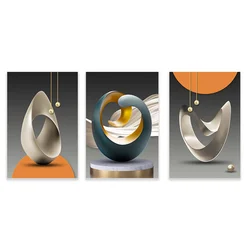 Set of 3 Luxury Abstract Geometric Canvas Wall Art Prints - 50x75cm No Frame (3pcs)