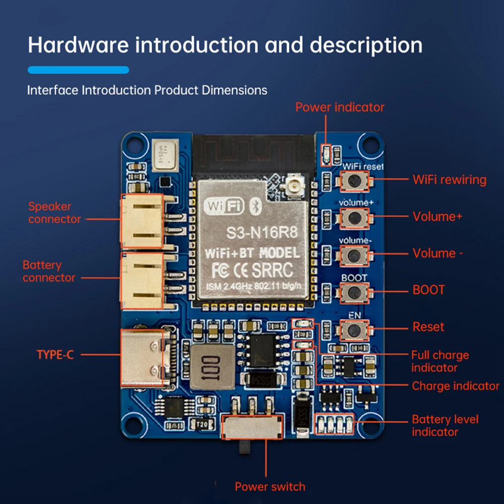 Type C ESP32-S3 Voice Chat Module Xiaozhi Ai Artificial