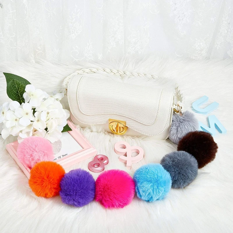Pom Pom Keyrings 50 Pcs for Women and Girls