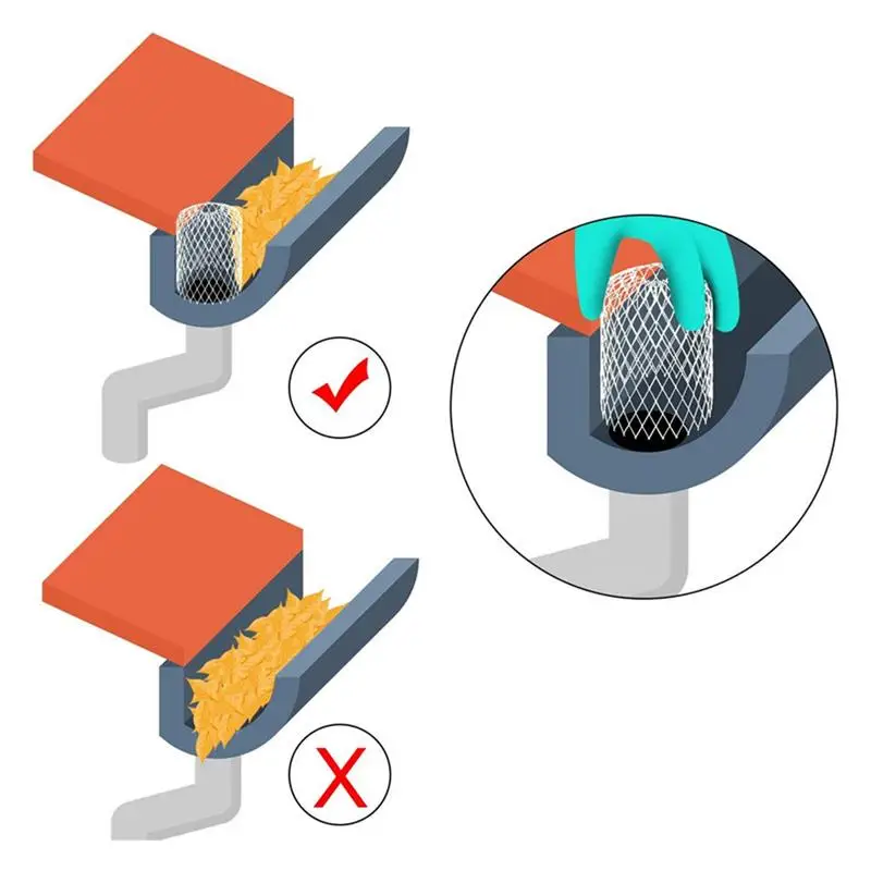 Gutter Covers For Leaves 6pcs Anti-blocking Net Protection For Downspout Leaf Guard Net Preventing Blockage Leaves Debris