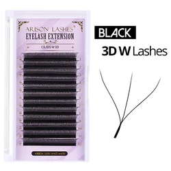 ARISON Multi-Dimensional Volume Eyelash Extensions - Soft Faux Mink Premade Fans - 15mm (Black 3D W)
