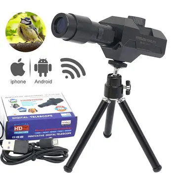 Telescopio digitale WiFi, monitor per fotocamera monoculare con zoom 70x 1920X1080 con treppiede Supporto per controllo APP per cellulare Sistema Android IOS