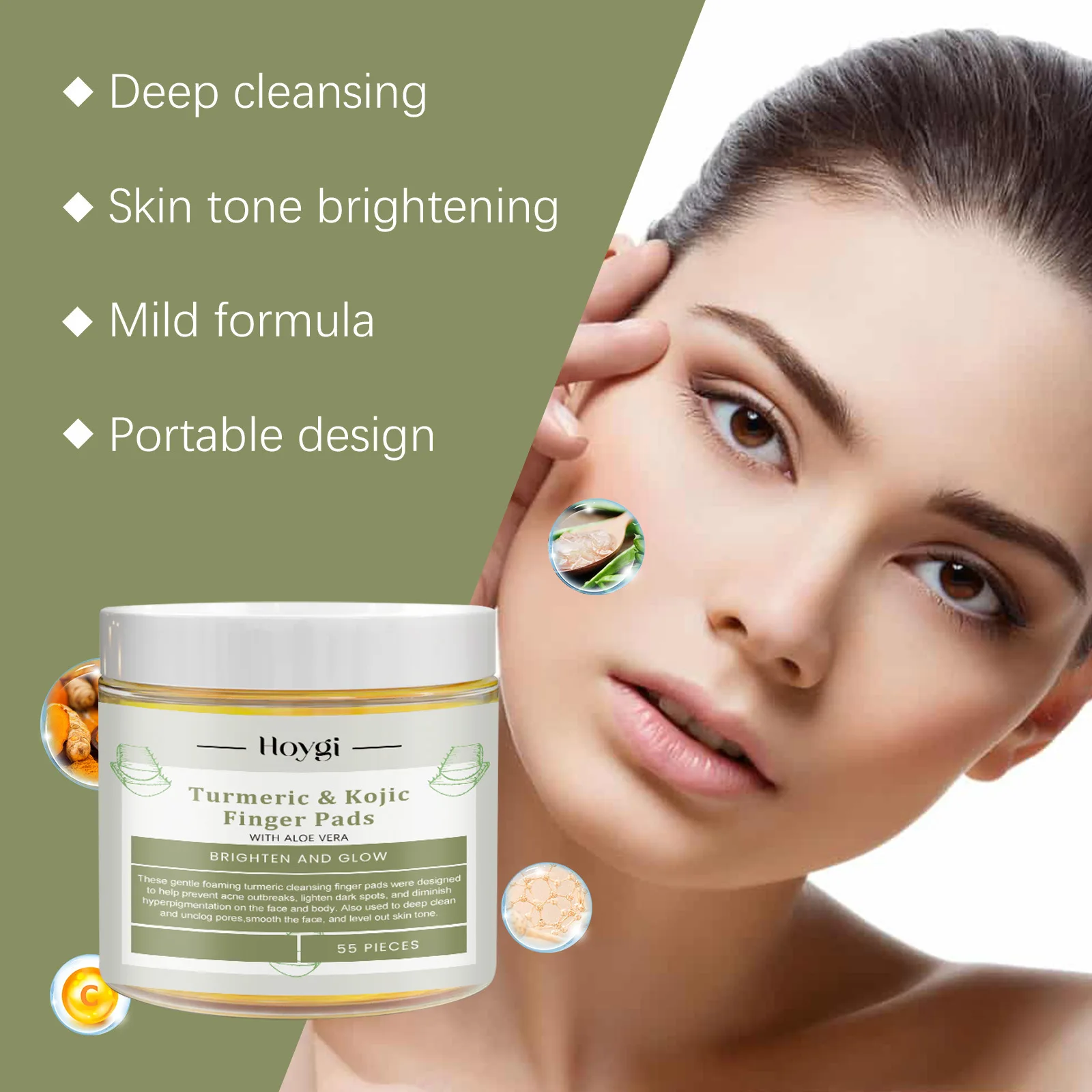 Kojic Acid Cleansing Pad Exfoliating Daily Cleaning Makeup Removal Pore Deeply Cleaning Dark Spot Remover Turmeric Face Sponge 6