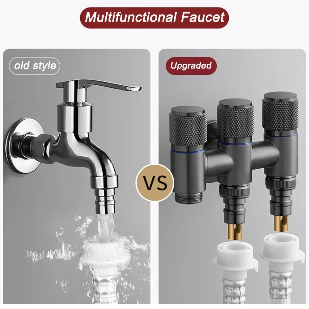 1pc Toilet Companion Corner Valve, Toilet Irrigator One In Two Out Corner Valve, Double Open Faucet, Anti-slip Handwheel, Toilet