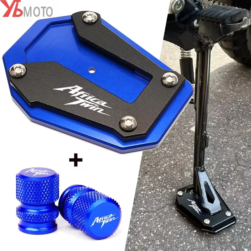 MOWOK Motorcycle Kickstand Pad For Honda Africa Twin CRF1100L/CRF1000L (2020-2023) - CNC Aluminum, Blue