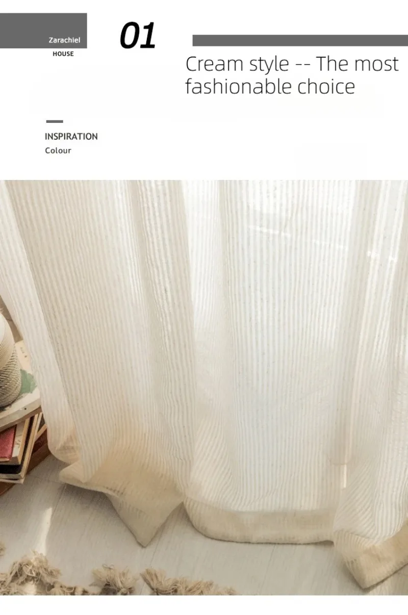 Beige Curtain Semi Light Blocking | Thin Soft Screens Pleated Window Curtain