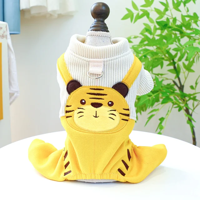 1PC Pet Apparel Dog Autumn and Winter Thickened Four Legged Strap Pants With Inner With Drawstring Buckle For Small Medium Dog 1