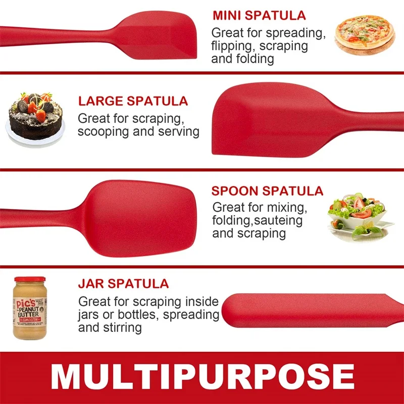 Description Picture 4 of itemKitchen Silicone Spatula Set, 600ÂºF High Heat Flex Silicone Scraper with Nonslip Handle for Cooking Mixing Baking Serving Stirri