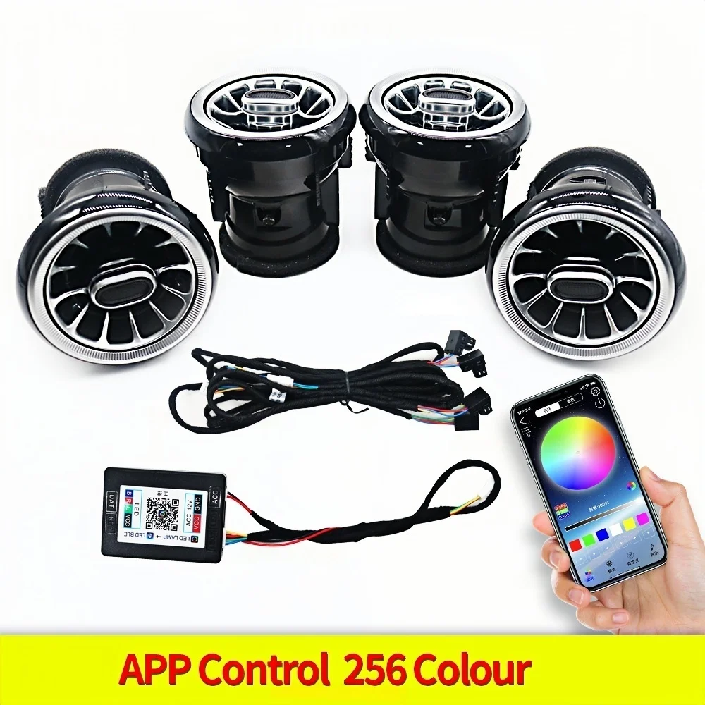 256색 블루투스 앱 컨트롤 아우디 A3 S3 RS3 8V 8Y 8P 2004-2020 터보 노즐 앰비언트 라이트 대시보드 에어벤트 터빈
