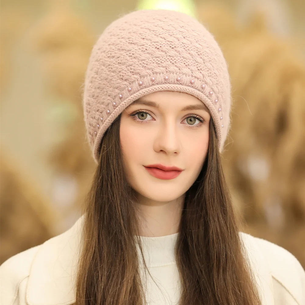 Fashion Rabbit Fur Blend Warm Beanie Hat New Women Winter Hat Street Pearl Decoration Knitted Hat 5 S75a4d0c4a21b4d8d85b734e8d1a0626af