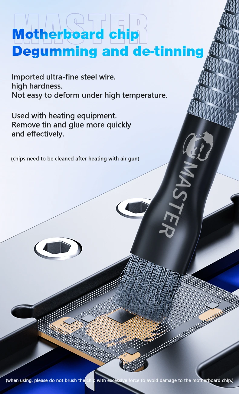 Description Picture 4 of itemMECHANIC Motherboard Cleaning Brush Dust Cleaning with Replacement Head Cellphone Chip Tin Glue Removal Bristle/Steel Brush tool