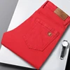 Classic Men's Regular Fit Pink Red Yellow Jeans Business Fashion Denim Advanced Stretch High Quality Cotton Trousers Male Pants 3