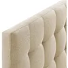 Tufted Linen Fabric Upholstered Queen Headboard in Beige 5