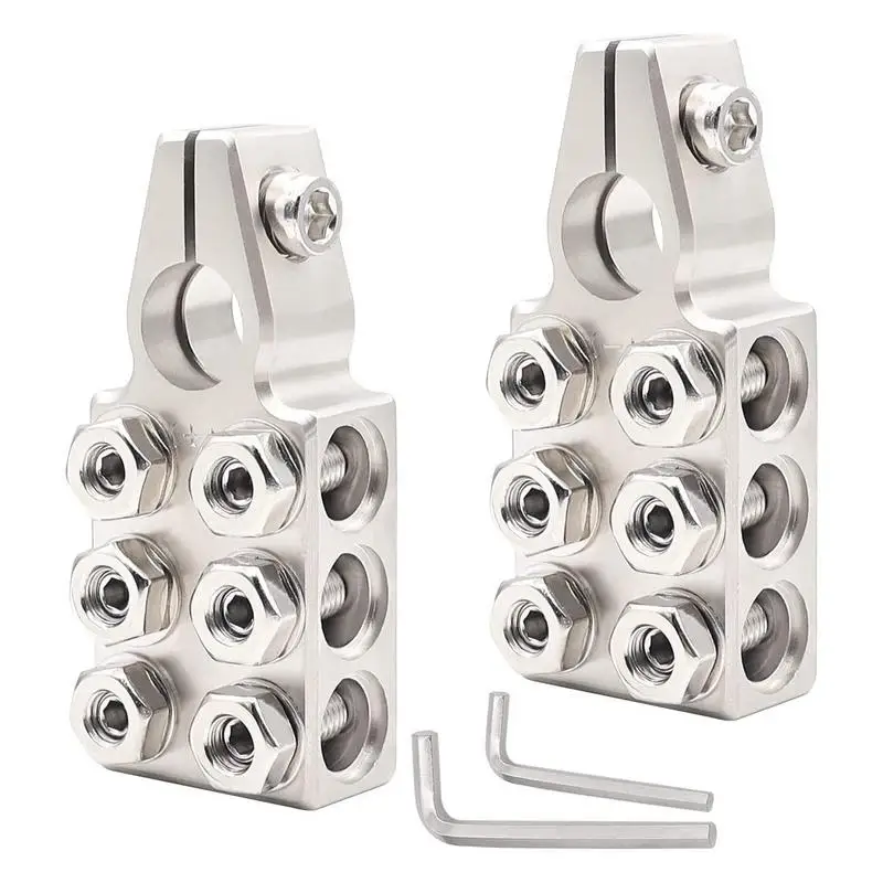 

2 Pcs Car Battery Top Post Zinc Alloy Battery Terminals Terminals Clamps 6X20Awg Wire Terminal Connectors Battery Accessories