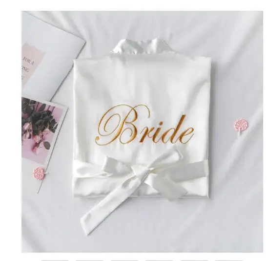 1PC/2PCS bride bridesmaid Robe with letters sling cami dress mother sister of the bride wedding gift bathrobe kimono satin robes