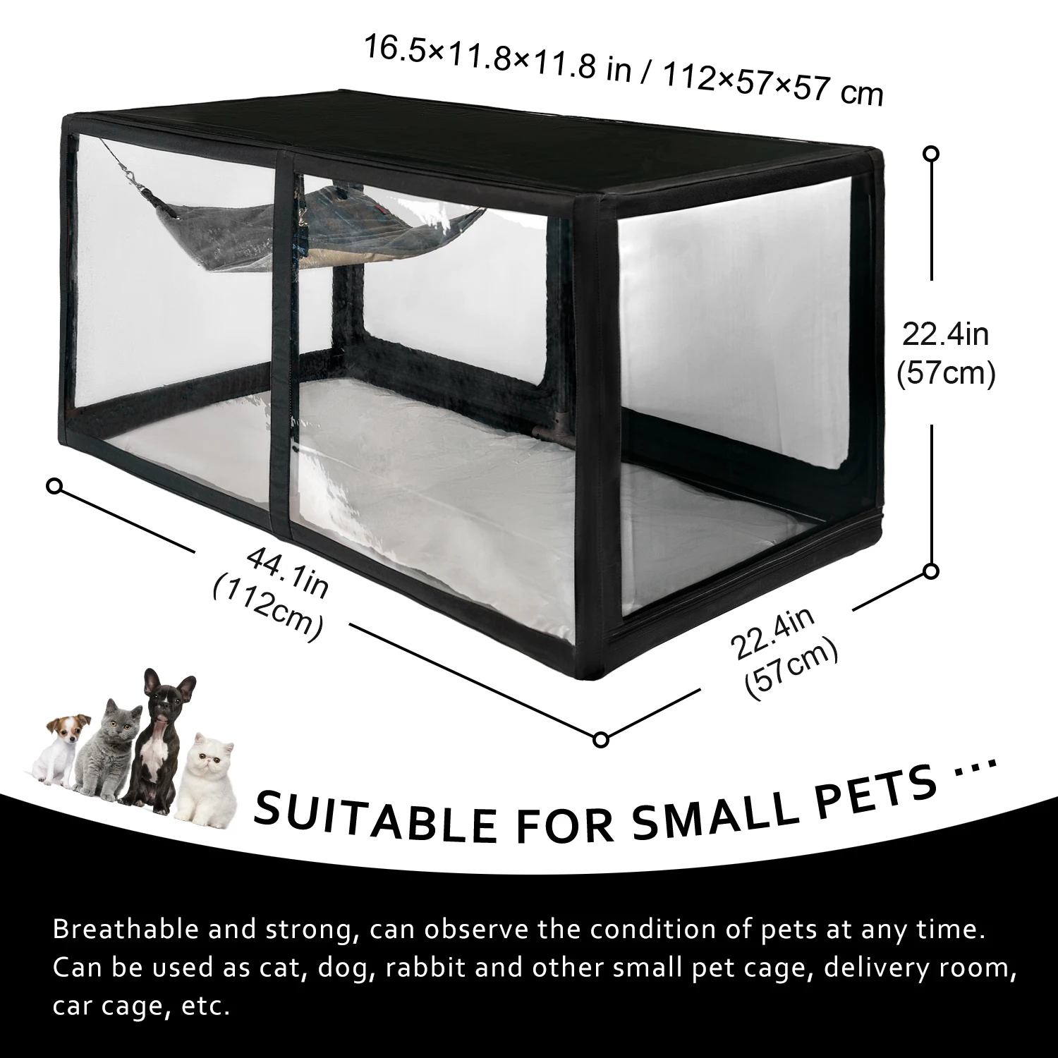 EFCAT Transparent 3D Display Cat Show Cage Set Include Cat Hammock Folding Litter Box for Exhibition cat cage