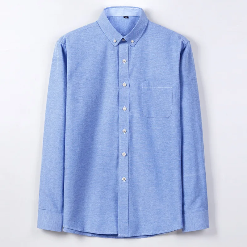 Men's Shirt Long Sleeve Spring Autumn Oxford Woven Cotton Free Ironing Business Leisure Slim Solid Color