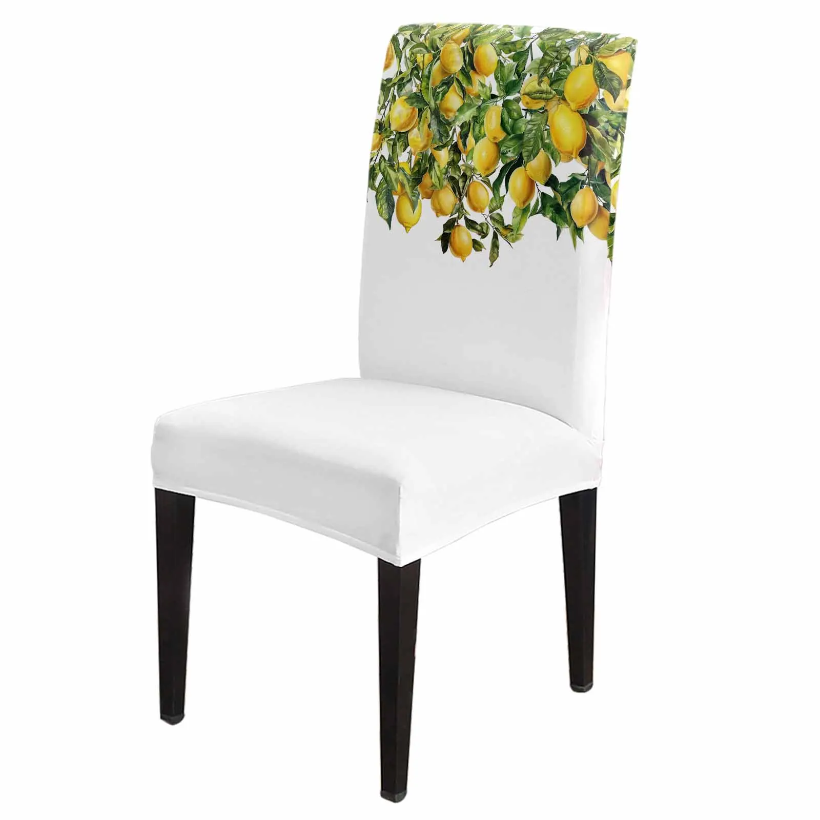 

Summer Watercolor Lemon Vintage Dining Chair Covers Spandex Stretch Seat Cover for Wedding Kitchen Banquet Party Seat Case