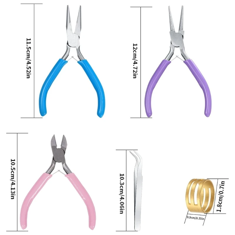 바늘 코 펜치, 둥근 코 펜치 및 보석 만들기/수리를위한 와이어 커터와 펜치 도구를 만드는 3Pcs 쥬얼리