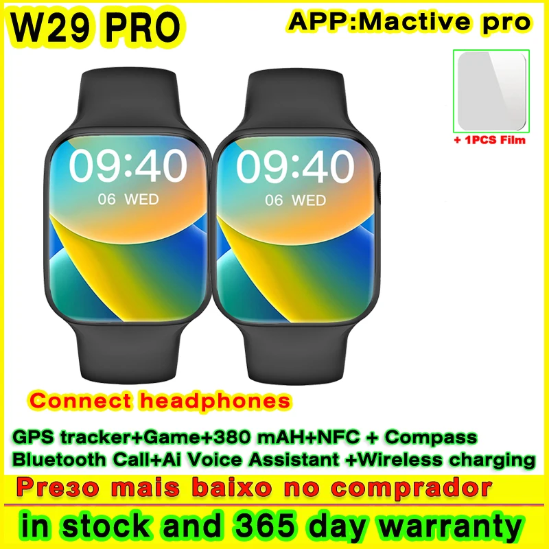 남녀공용 마이크로웨어 W29 프로 스마트 워치 시리즈 9 나침반 NFC 게임 GPS 트래커, IP68 방수 블루투스 통화 탑 스마트워치, 2 개