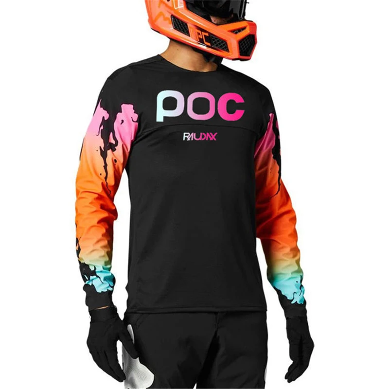 RAUDAX POC Men Cycling Jersey MTB Downhill T-shirt Racing Sport Bicycle Shirt Ropa Ciclismo Team Bike Jersey Cycling Wear 2023