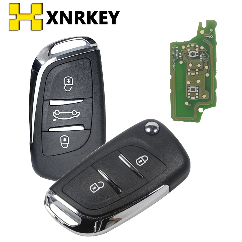 XNRKEY CE0536 ASK/FSK 433MHz PCF7961Chip Modified Flip Car key for Peugeot 307 308 407 408 3008 2/3 Buttons HU83/VA2