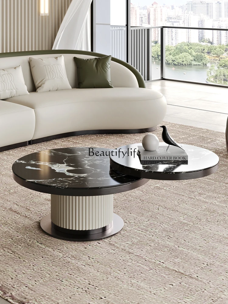 

Designer Original Marble Minimalist round Tea Table Villa Large Apartment Italian Rotating Coffee Table