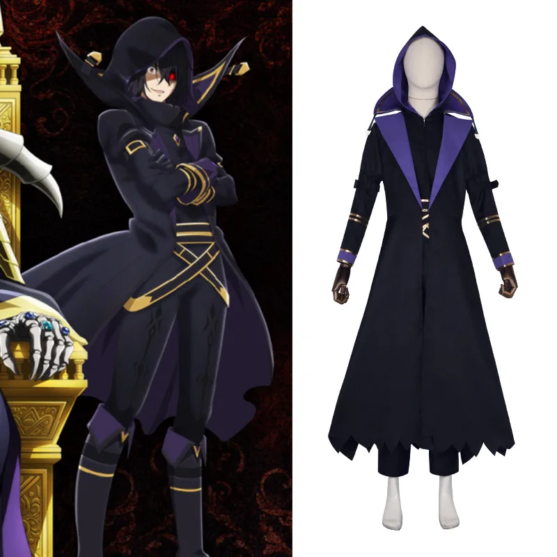 Anime The Eminence In Shadow Kageno Cid Cosplay Black Uniform Leader Of Shadow Garden Halloween Cloak Belt Outfit For Men Adult