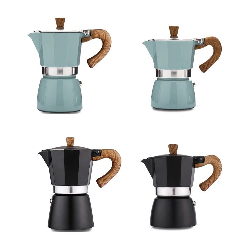 

Алюминиевая кофеварка Cafeteira 150/300 мл с деревянной ручкой, практичная и удобная, прочная кухонная утварь, Прямая