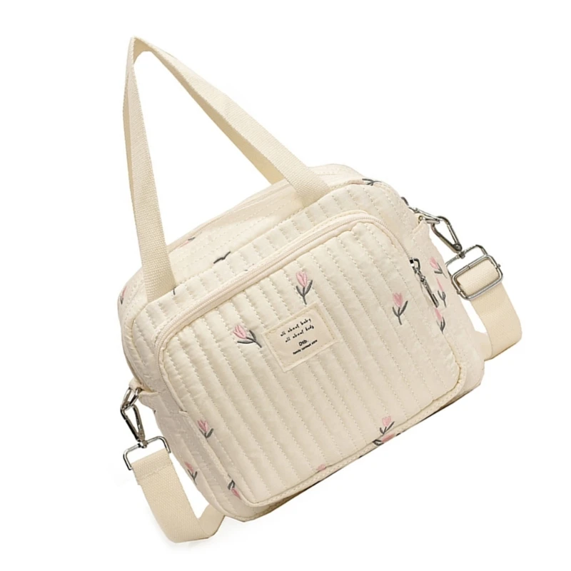 

L5YF Stylish Embroidered Maternity Bag for Modern Moms Spacious Baby Diaper